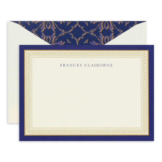 Navy and Gold Flat Note Cards